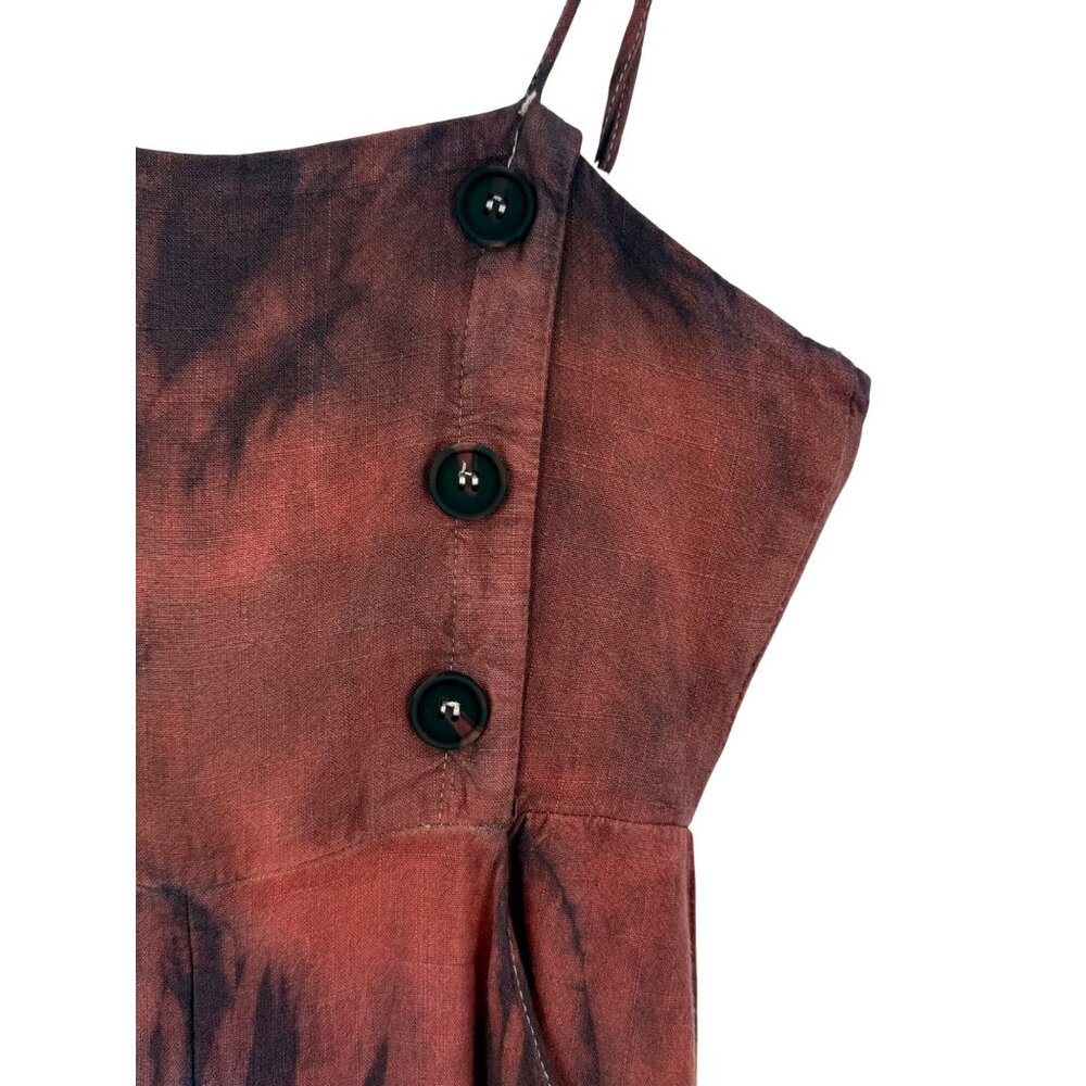 Vtg Forever 21 Custom Tie Dye Wide-Leg Linen Jumpsuit | Boho Hippie Y2K Coastal - Picture 4 of 16